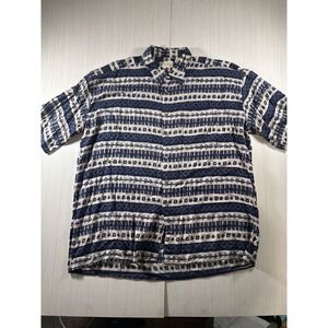 St John's Bay Shirt Mens XL Multicolor Printed 100% Rayon Short Sleeve Button-Up